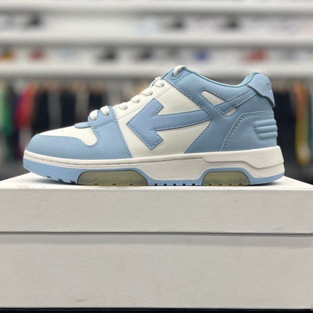 Off-White Out Of Office Calf Leather White Baby Blue (Women's) - Preowned