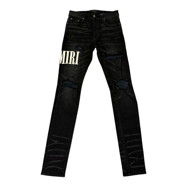 Amiri Embroidered Side Logo Jean (Black)