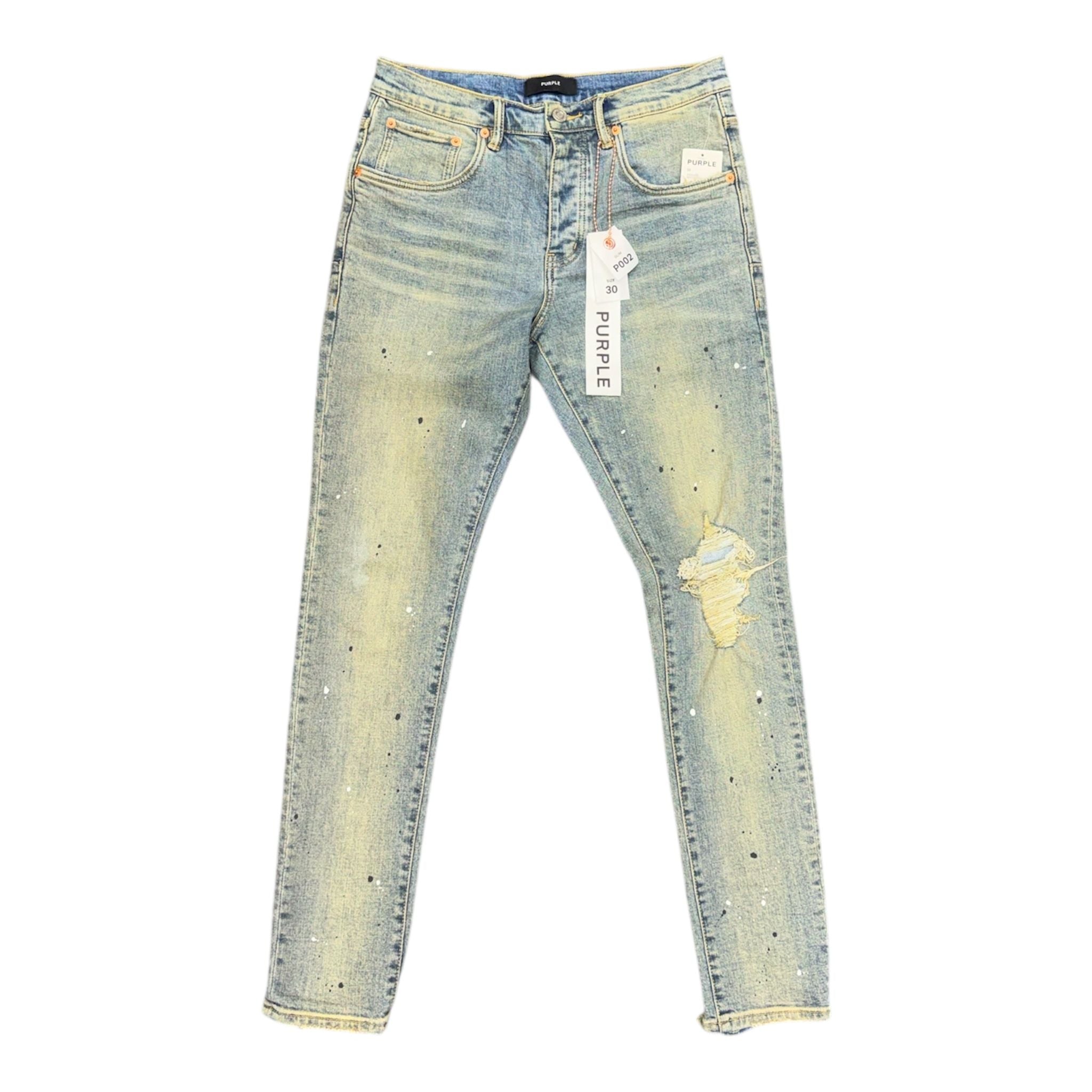 Purple Brand P002 Paint Splatter Jeans (Blue)