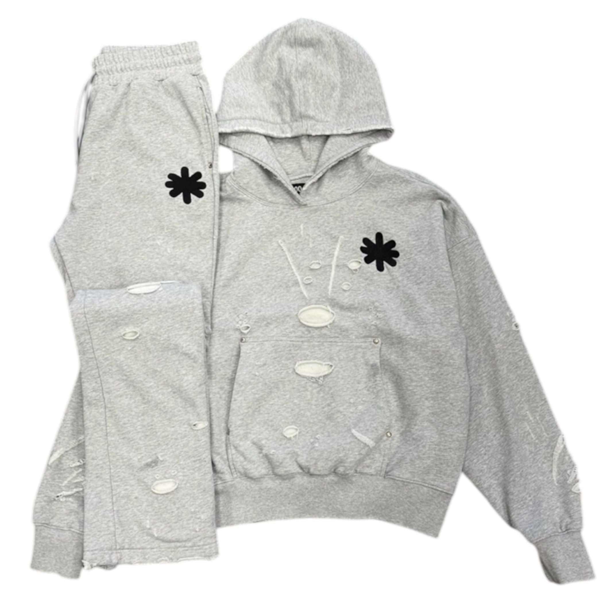 Lostshdws Double Layer Distressed Sweatsuit (Heather Grey) - Preowned