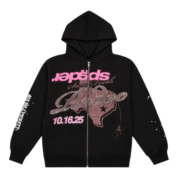 Sp5der Rodeo Texas Zip Up Hoodie (Black)