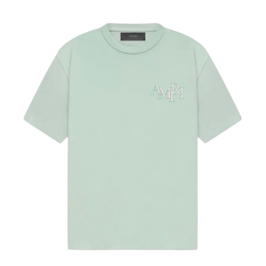 Amiri Staggered Logo Tee (Frosty Green)