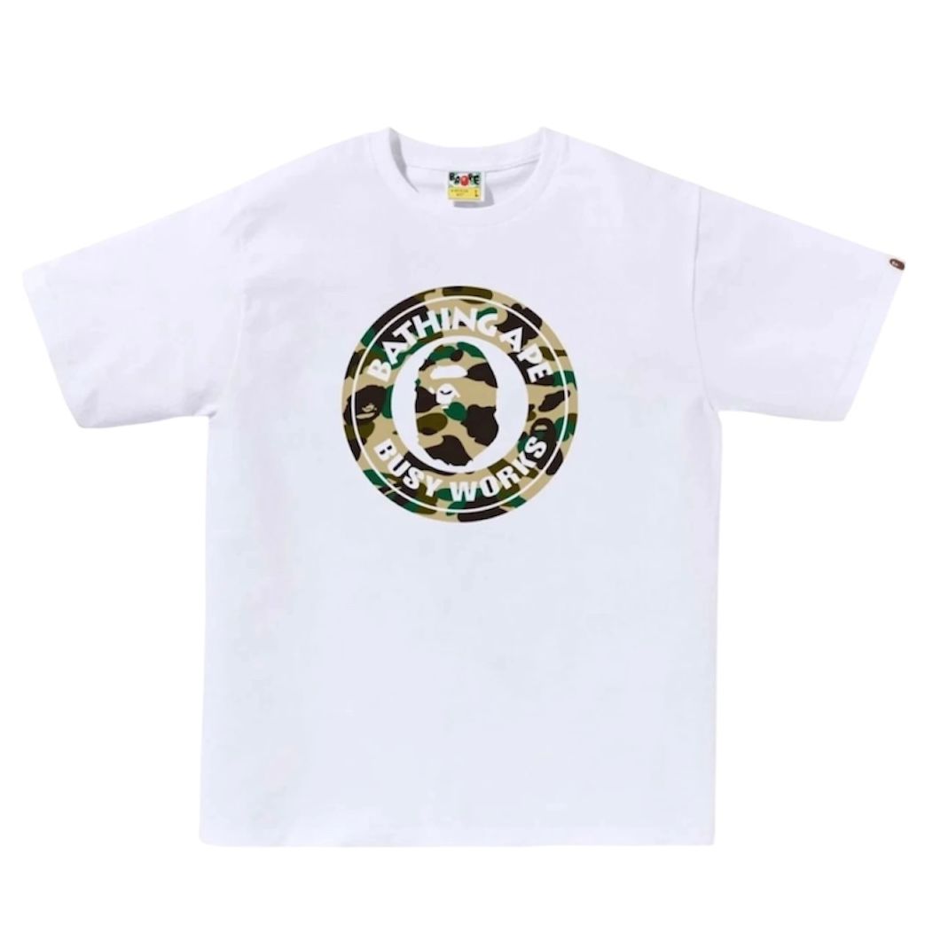 Bape 1st Camo Busy Works Tee (White/Yellow)