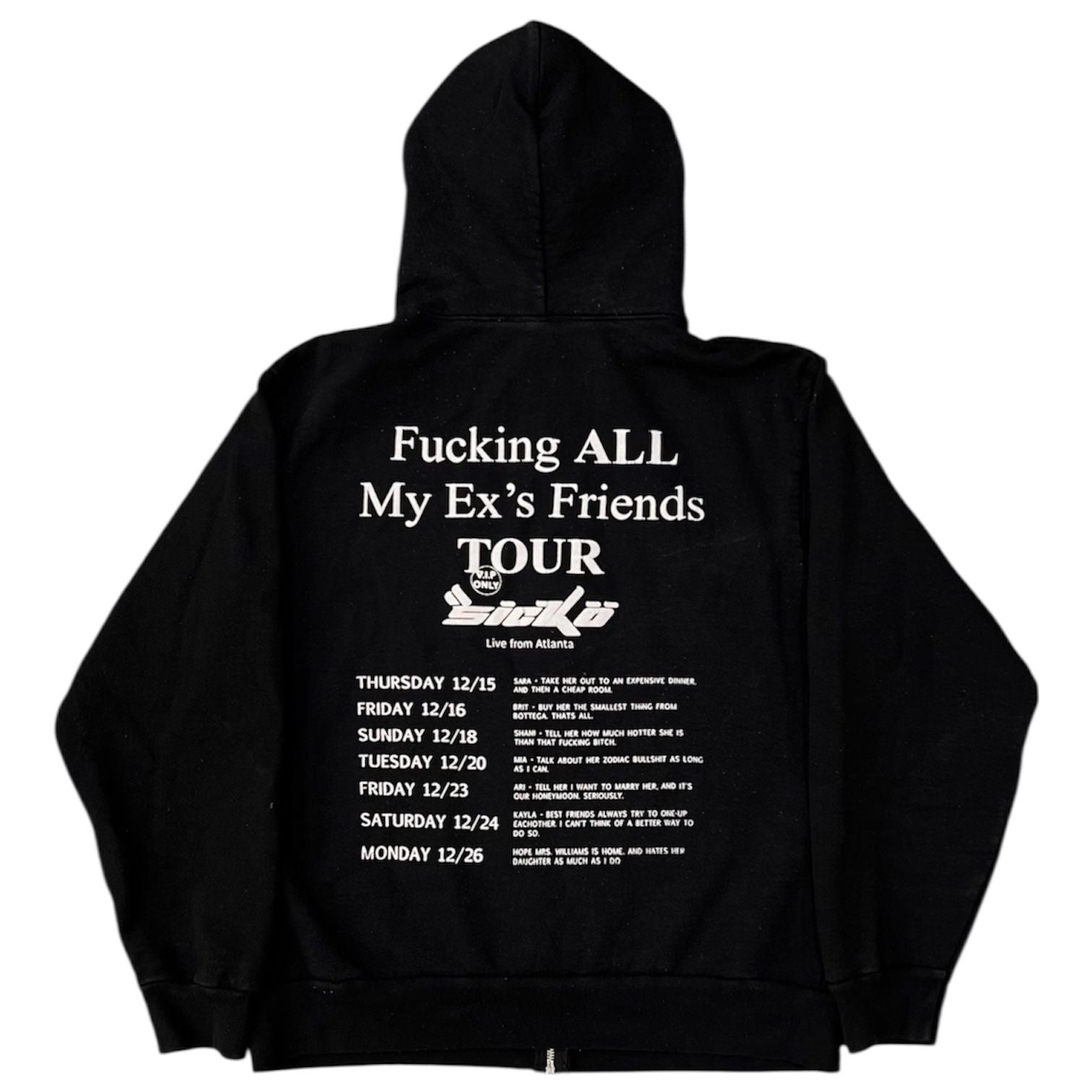 Sicko Fucking All My Ex's Tour Hoodie (Black) - Preowned