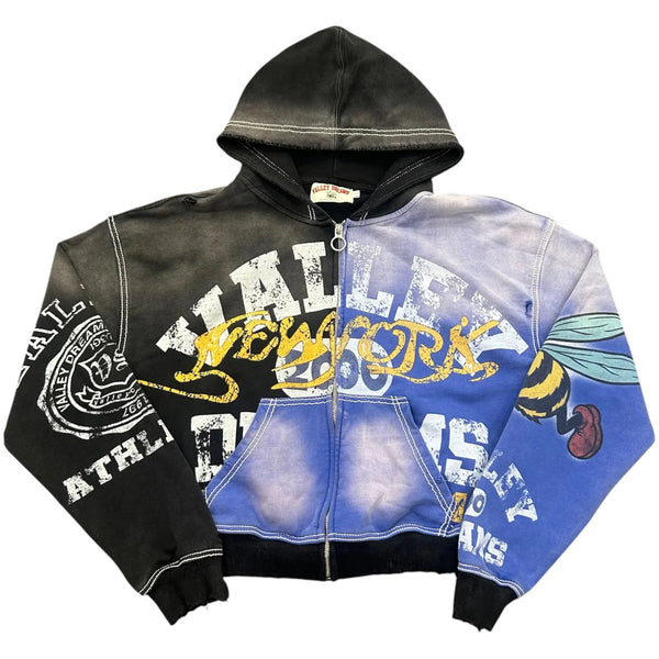 Vale Forever Bipolar Zip Up Hoodie (Black/Blue) - Preowned