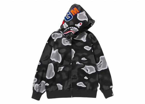 BAPE Liquid Camo Shark Relaxed Fit Full Zip Hoodie Black - Preowned
