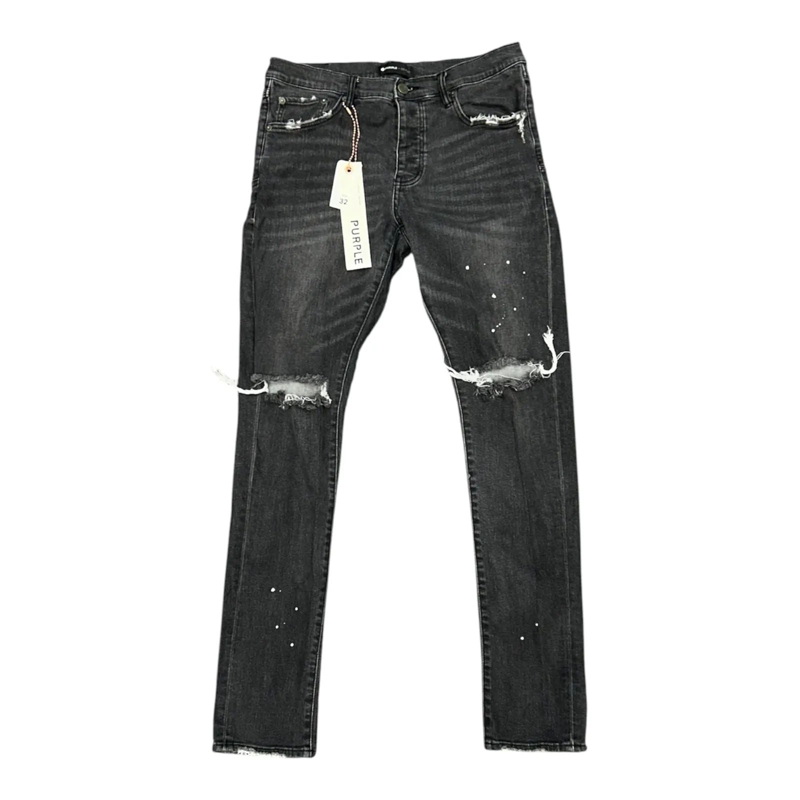 Purple Paint Splatter Disressed Denim (Grey) - Preowned