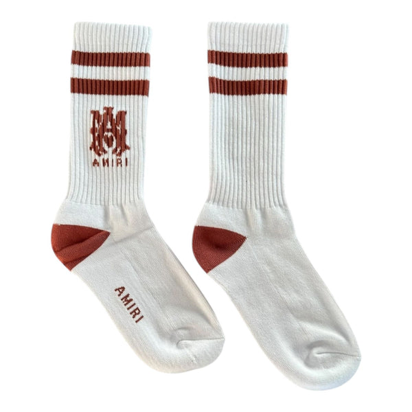 Amiri MA Logo Socks (White/Red)