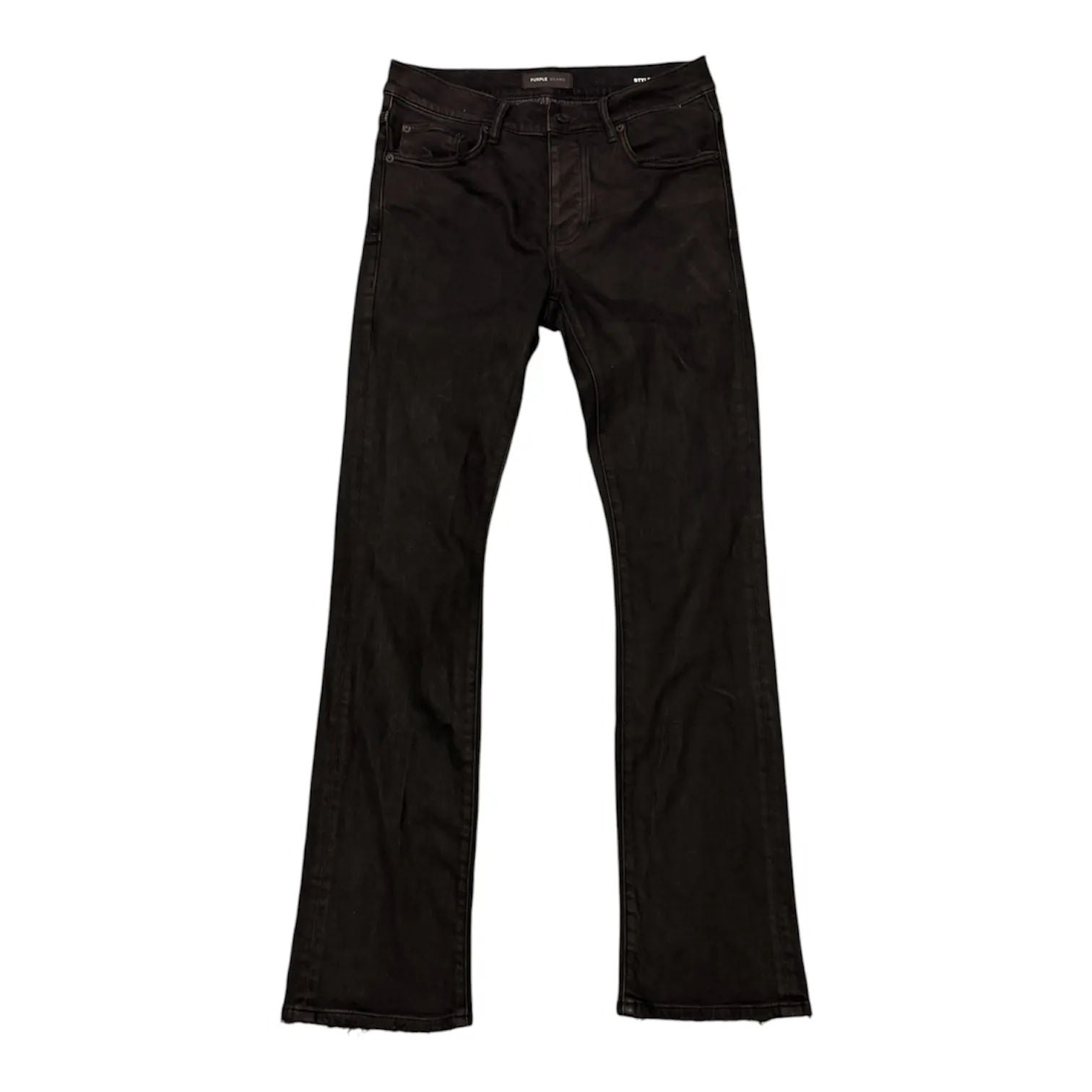Purple Brand Waxed Flair Jean (Black) - Preowned