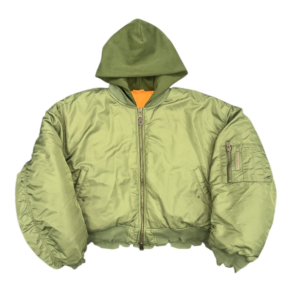 Gv Gallery Cropped Bomber Jacket (Olive/Orange) - Preowned