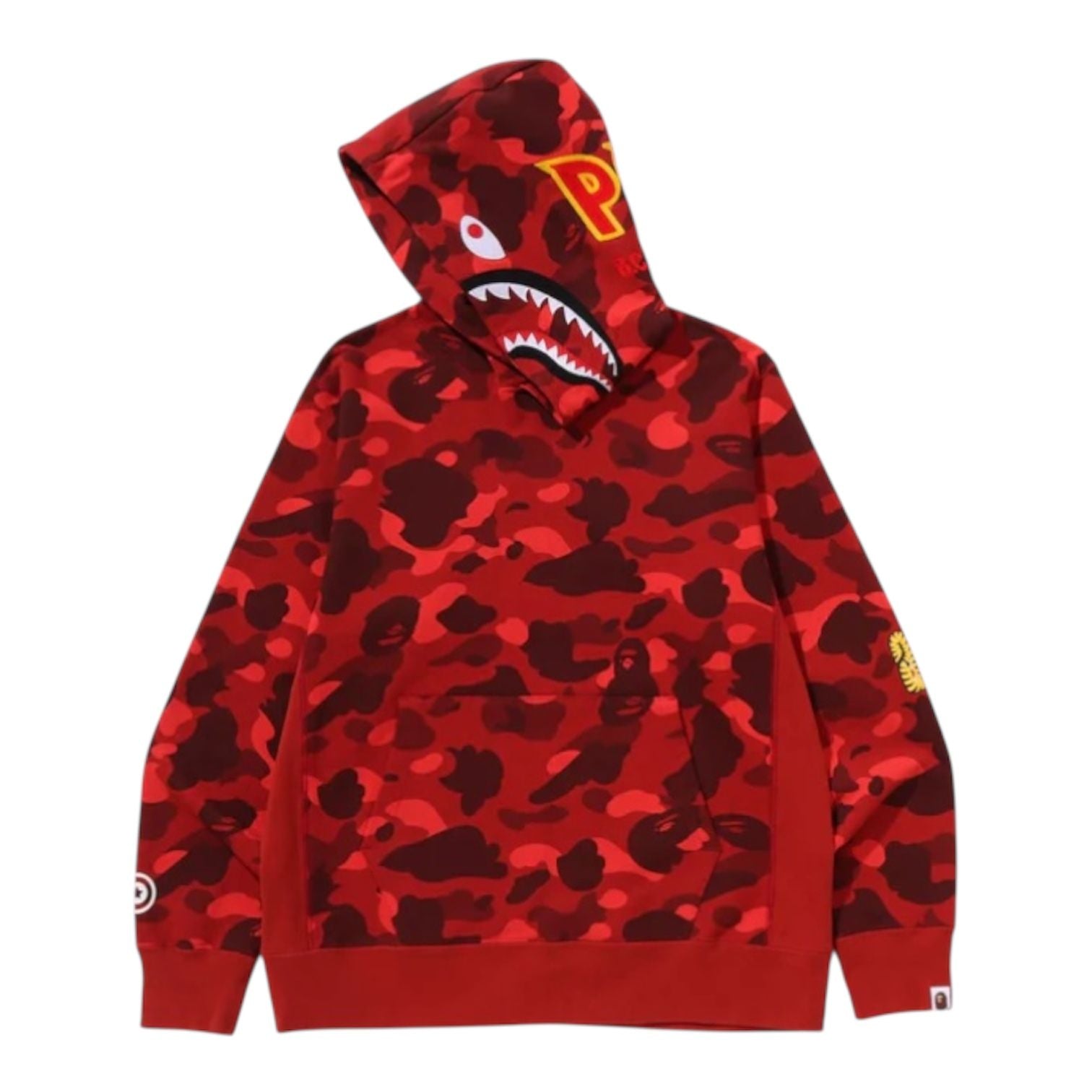 Bape Color Camo 2nd Shark Pullover Hoodie (Red)