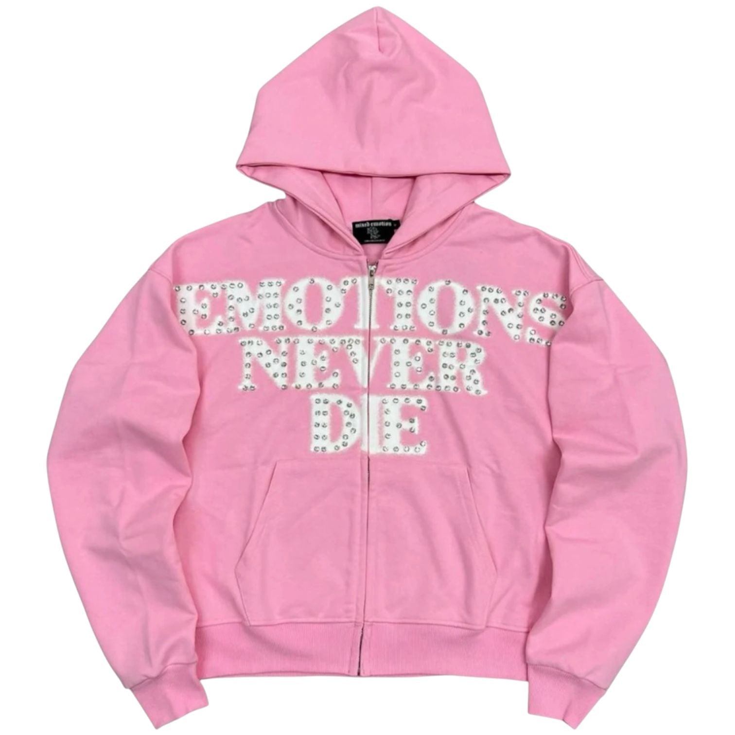 Mixed Emotion End Rhinetone Hoodie (Pink)