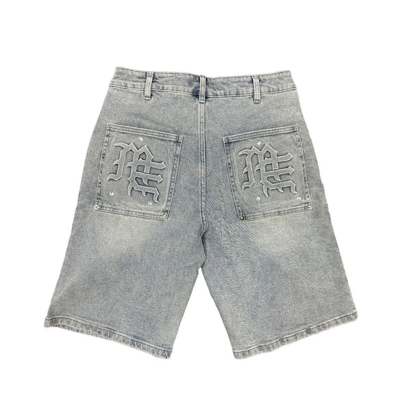 Mixed Emotion Paisley Denim Shorts (Blue) - Preowned