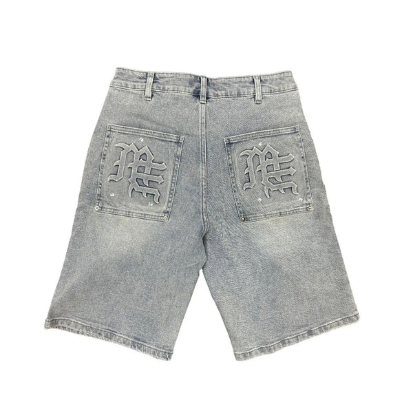 Mixed Emotion Paisley Denim Shorts (Blue) - Preowned