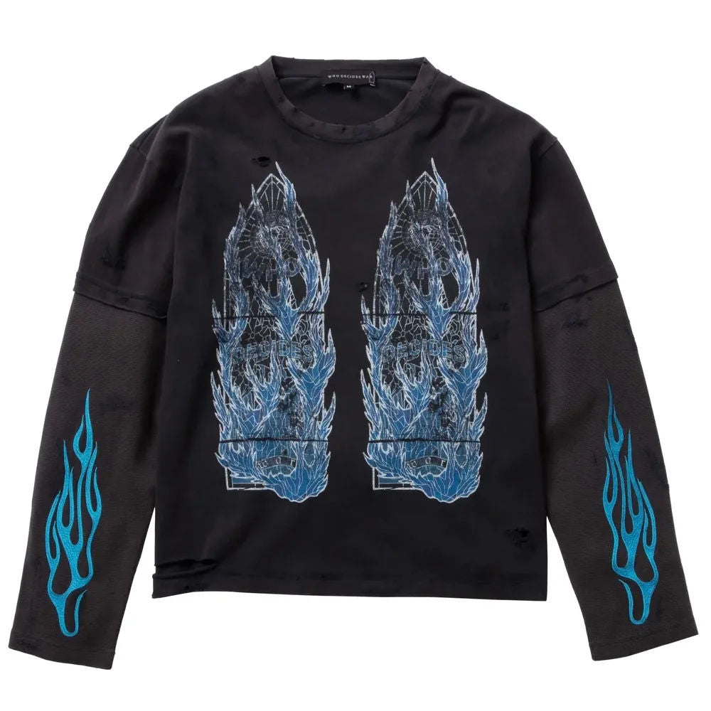 Who Decides War Flame Glass LS Jersey (Black