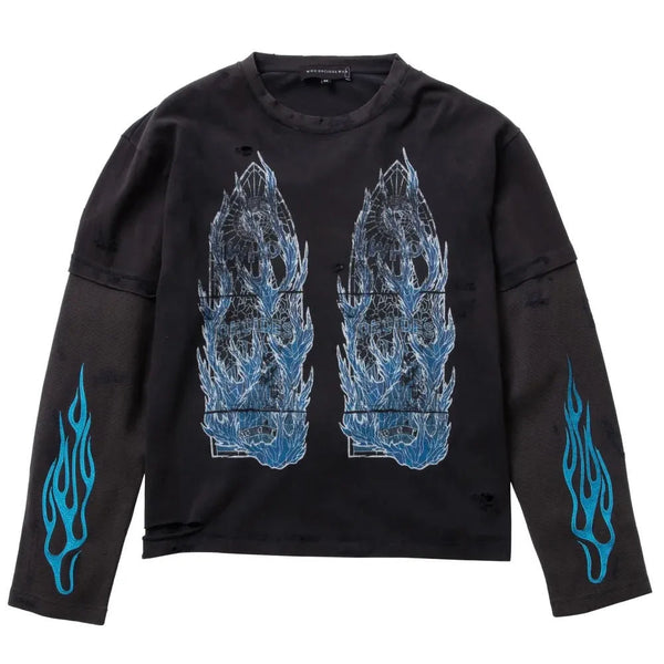 Who Decides War Flame Glass LS Jersey (Black
