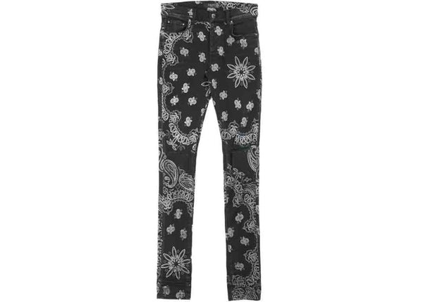 AMIRI Flocked Paisley Bandana Jean Aged Black - Preowned