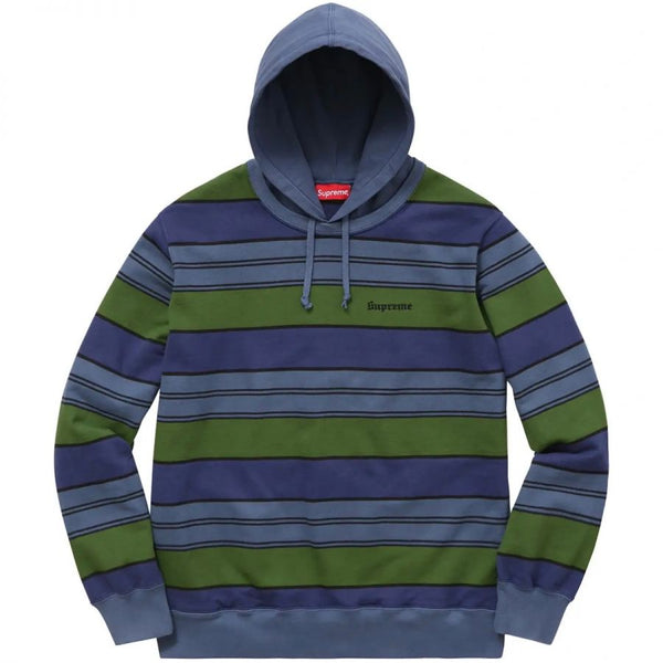 Supreme Striped Hooded Crewneck Blue/Green