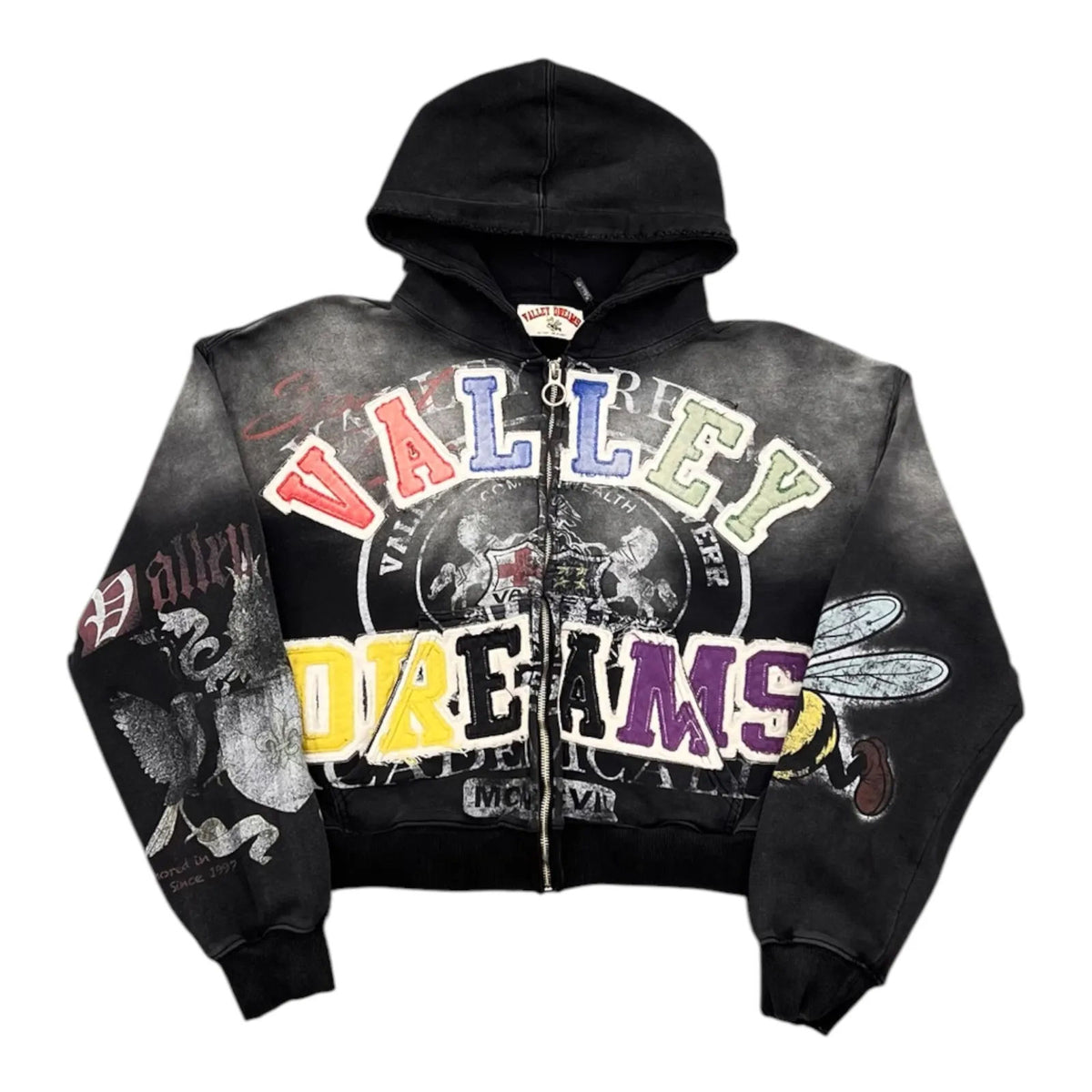 Vale Forever Blasted Zip Up Hoodie (Black) - Preowned