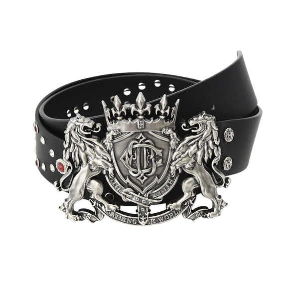 Birth Of A Royal Child Lion Medal Leather Belt (Black)
