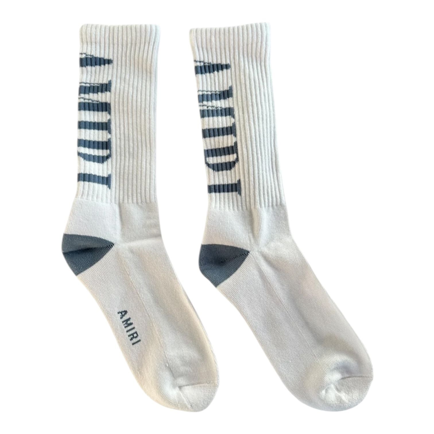 Amiri Core Logo Socks (White/Blue)