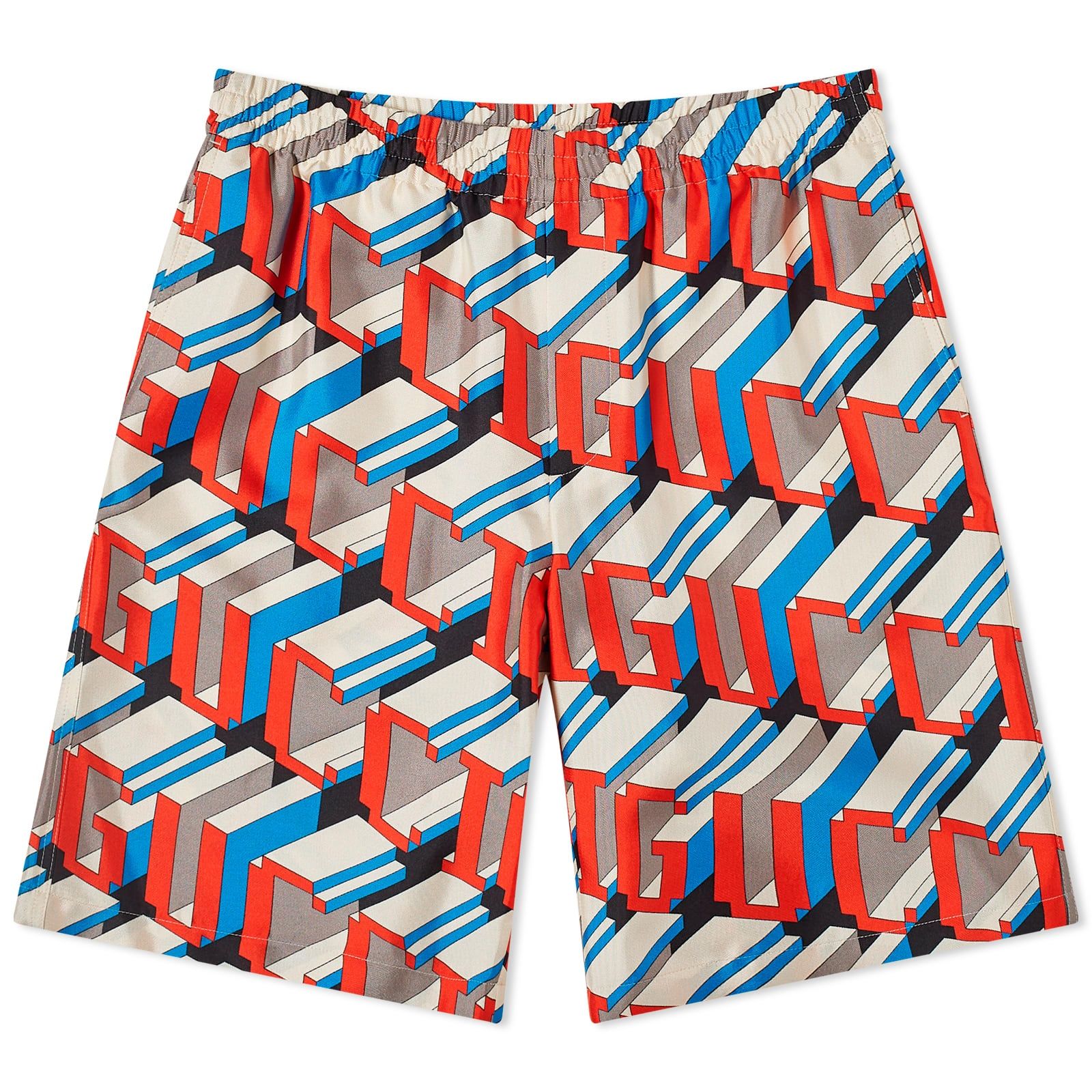 Gucci Pixel Print Silk Shorts (Multicolor)