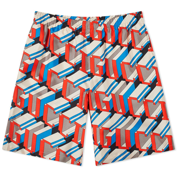 Gucci Pixel Print Silk Shorts (Multicolor)