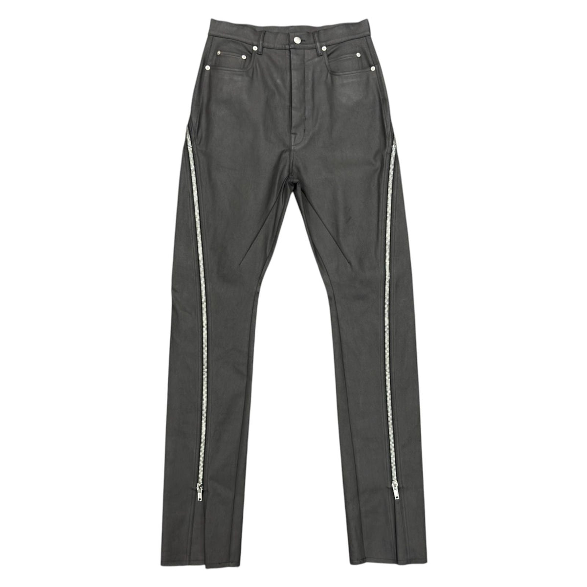 RICK OWENS Bolan Banana Slim-Fit Straight-Leg Zip-Detailed Waxed Jeans - Preowned