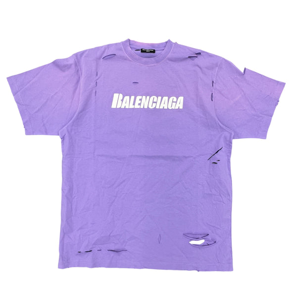 Balenciaga Distressed Tee (Purple)