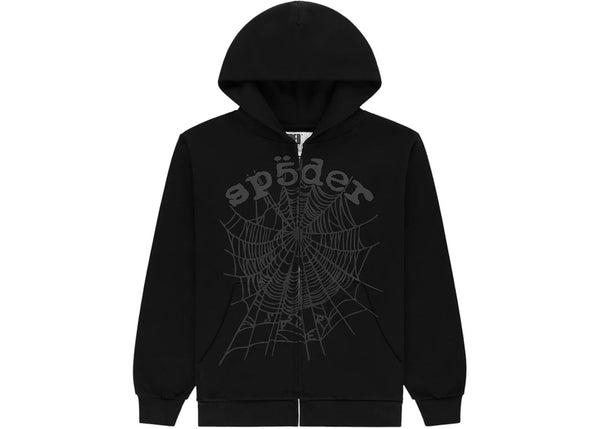 Sp5der OG Web V2 Phantom Zip Up Hoodie (Black)