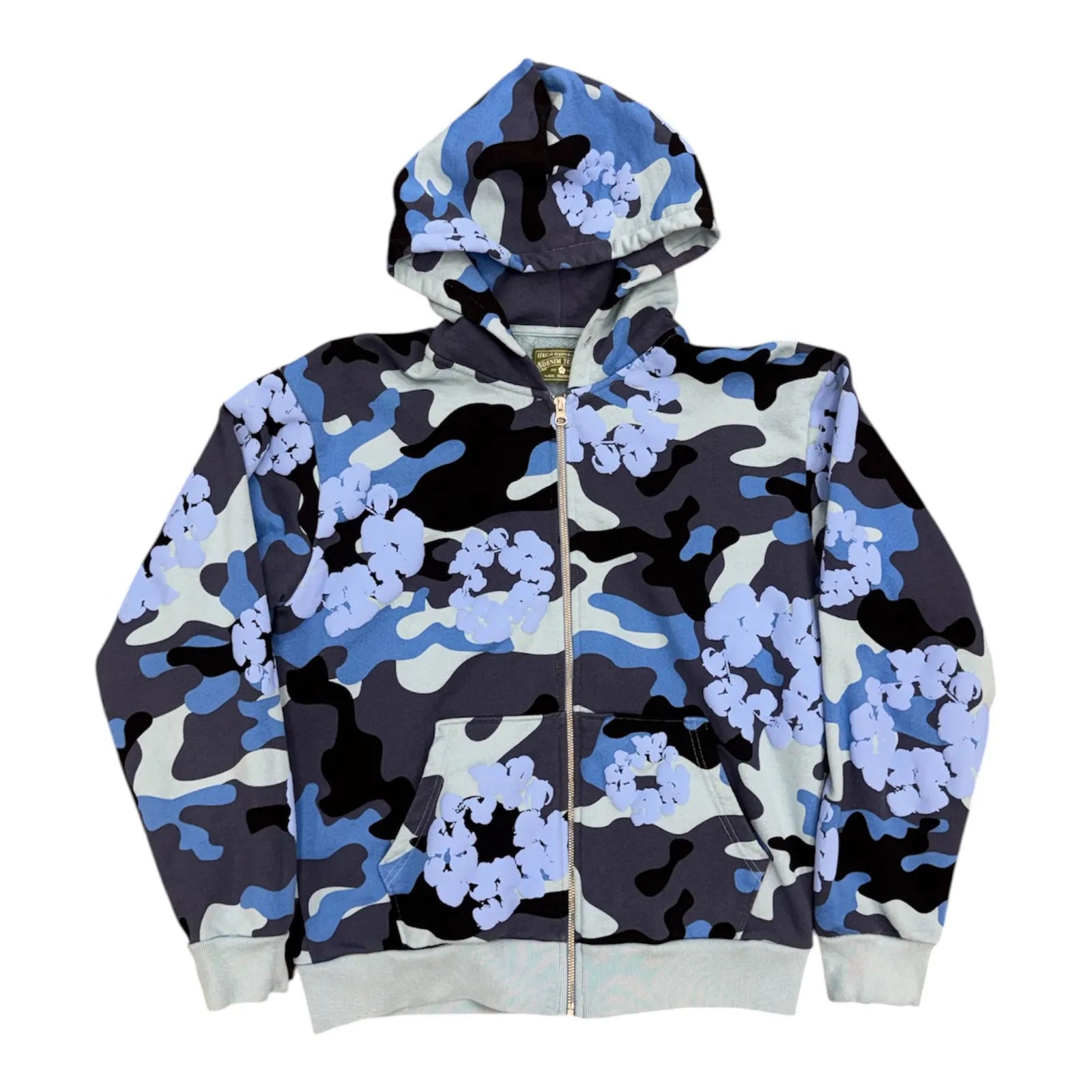 Denim Tears Camo Cotton Wreath Zip Up Hoodie (Blue) - Preowned