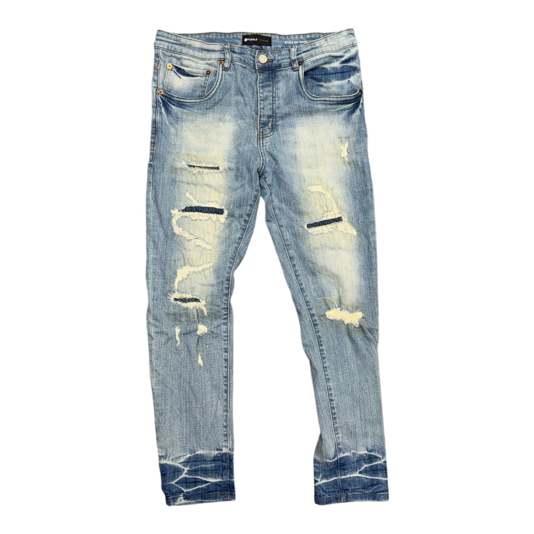 Purple Slim Fit Low Rise Distressed Jean (Blue) - Preowned