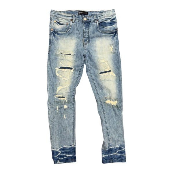 Purple Slim Fit Low Rise Distressed Jean (Blue) - Preowned