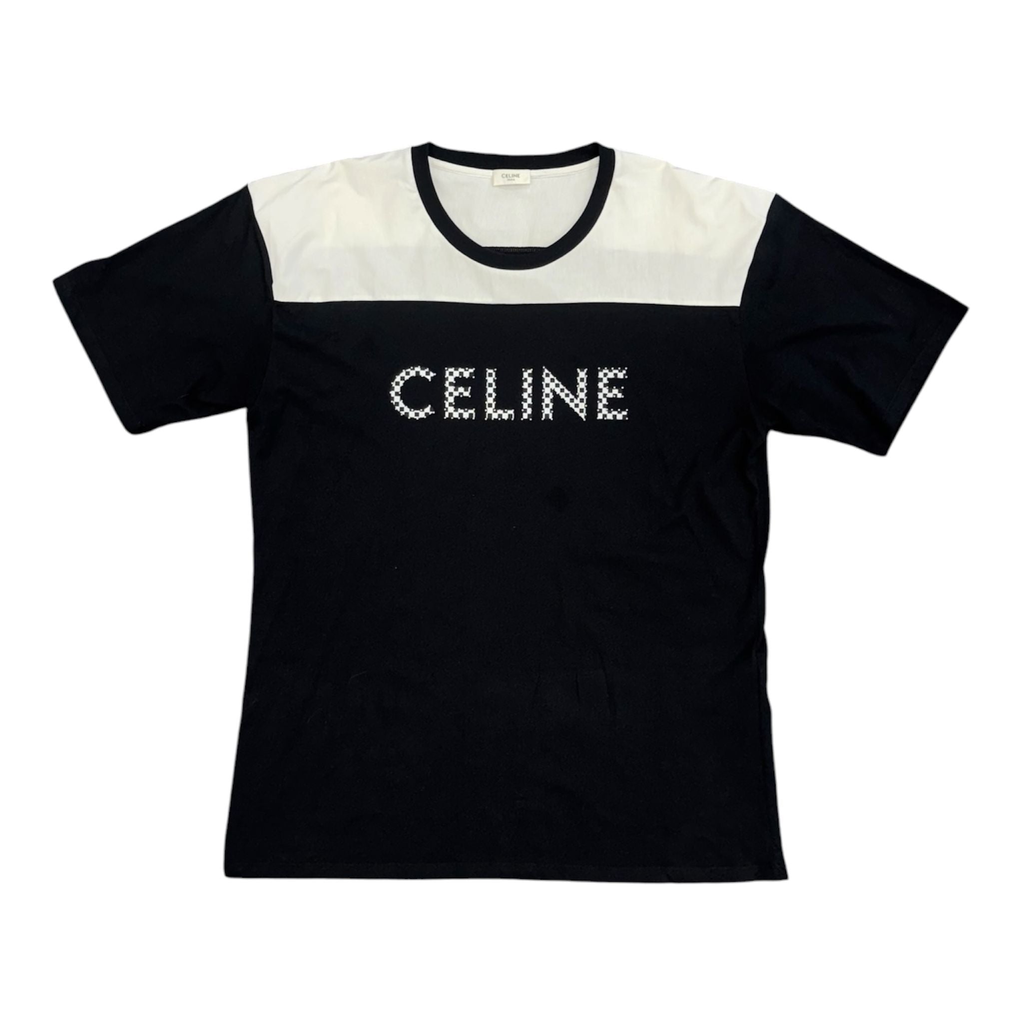 Celine Loose Cotton Tee (Black/White Checkered) - Preowned