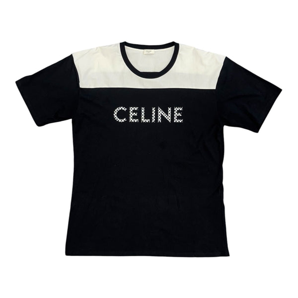 Celine Loose Cotton Tee (Black/White Checkered) - Preowned