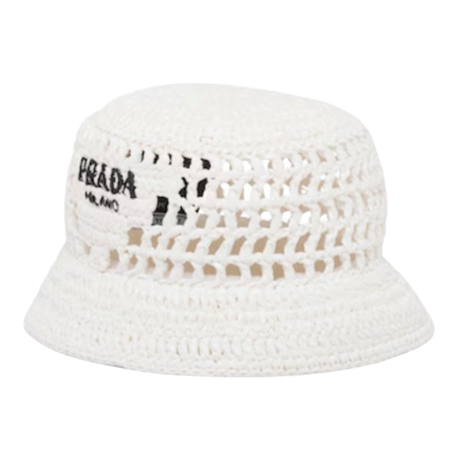 Prada Crochet Bucket Hat (White)