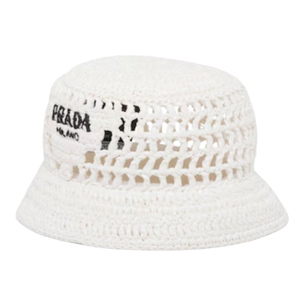 Prada Crochet Bucket Hat (White)