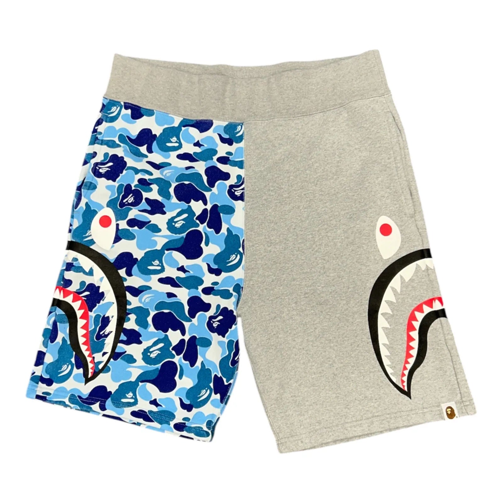 BAPE ABC Camo Side Shark Sweat Shorts Blue/Grey - Preowned
