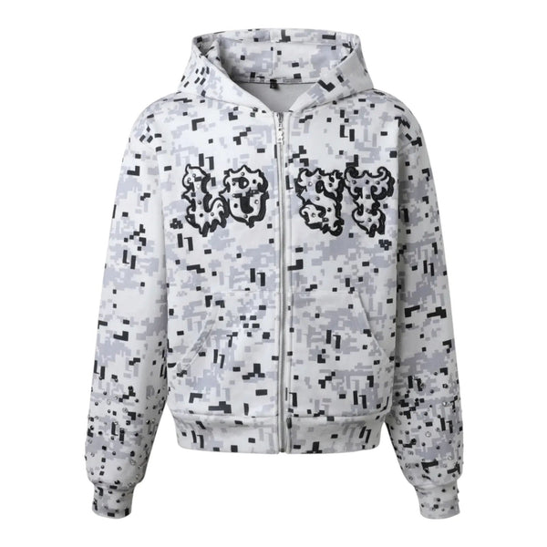 Lost Intricacy Digi Camo Zip Up Hoodie (Grey)