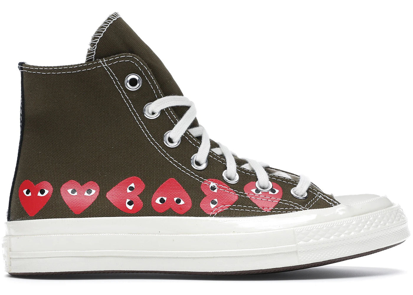 Converse Chuck Taylor All Star 70 Hi Comme des Garcons PLAY Multi-Heart Green - Preowned