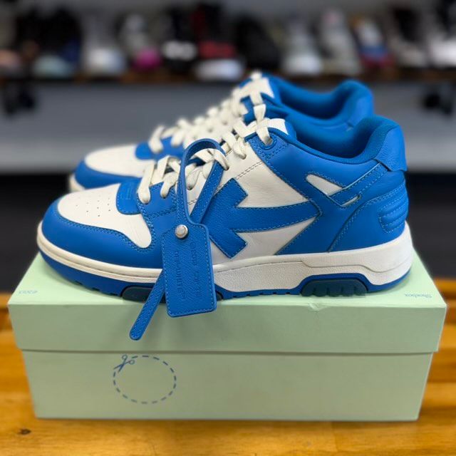 OFF-WHITE Out Of Office OOO Low Tops White Navy Blue - Preowned