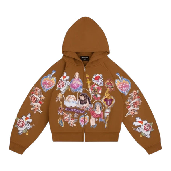 We Are Righteous Risen King Zip Up Hoodie (Brown)