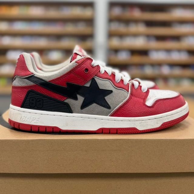 A Bathing Ape Bape SK8 Sta Red Grey - Preowned