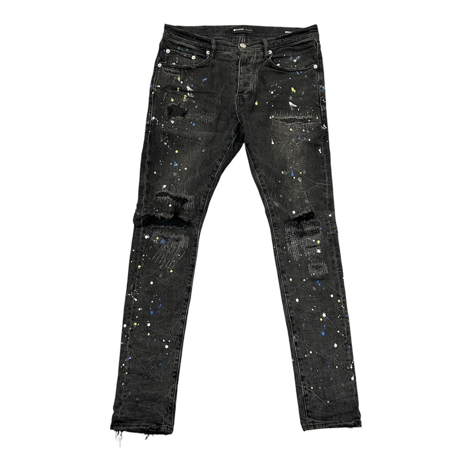 Purple Brand Paint Splatter Jeans (Black) - Preowned