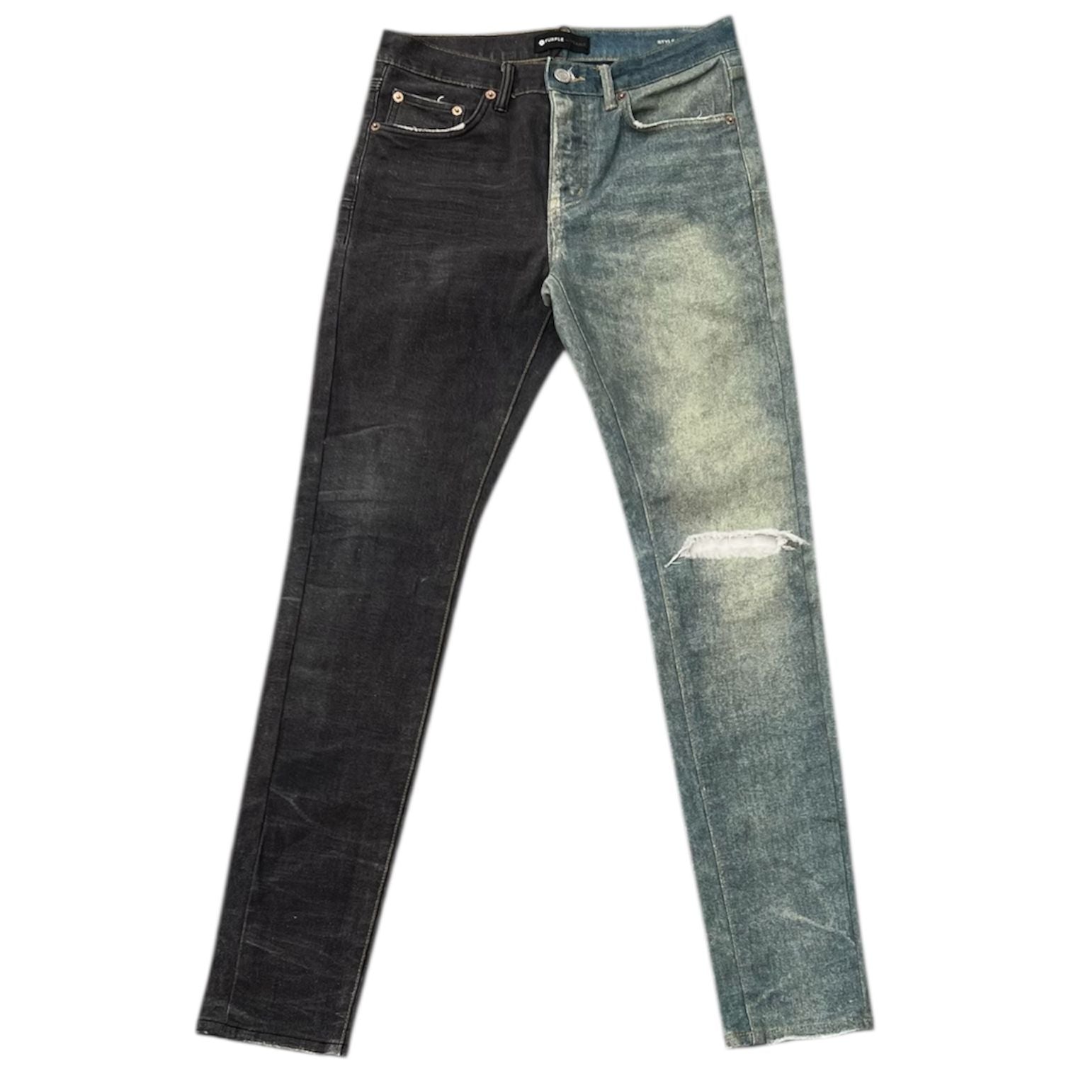 Purple Brand Two-Tone Distressed Jeans (Light wash/Black) - Preowned