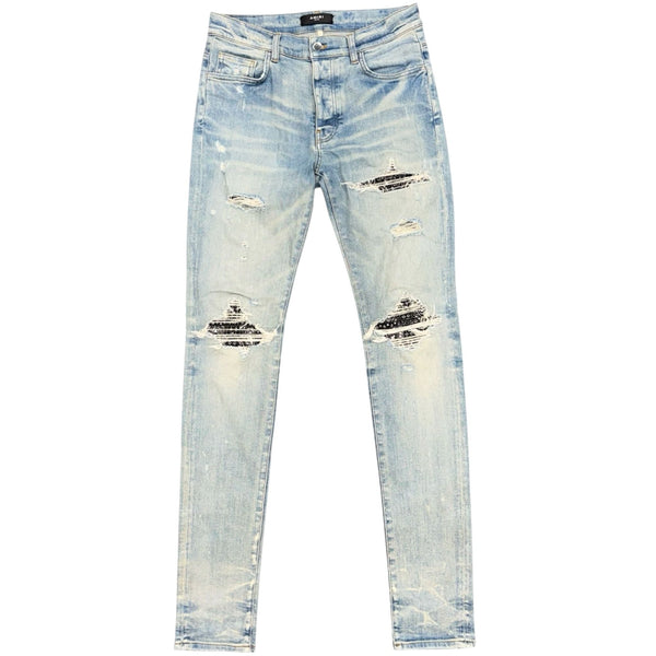 Amiri MX1 Black Bandana Patch Jean (Clay Indigo)