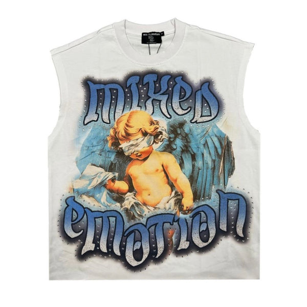 Mixed Emotion Angel Sleeveless Tee (White)