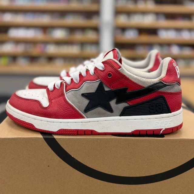 A Bathing Ape Bape SK8 Sta Red Grey - Preowned