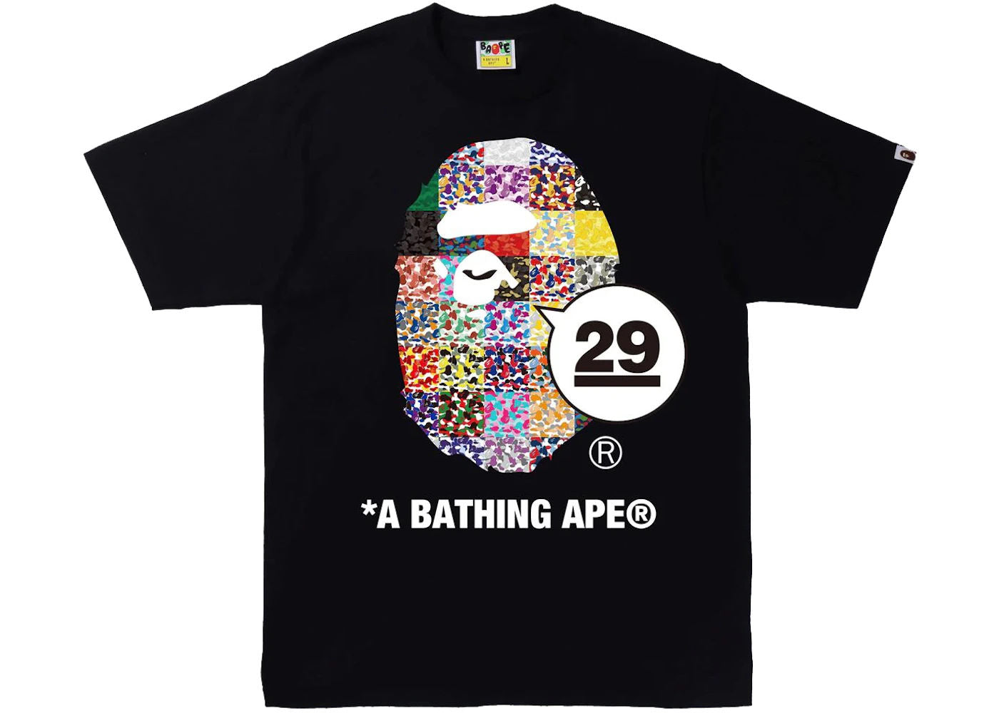 BAPE A Bathing Ape 29th Anniversary Ape Head Tee Black