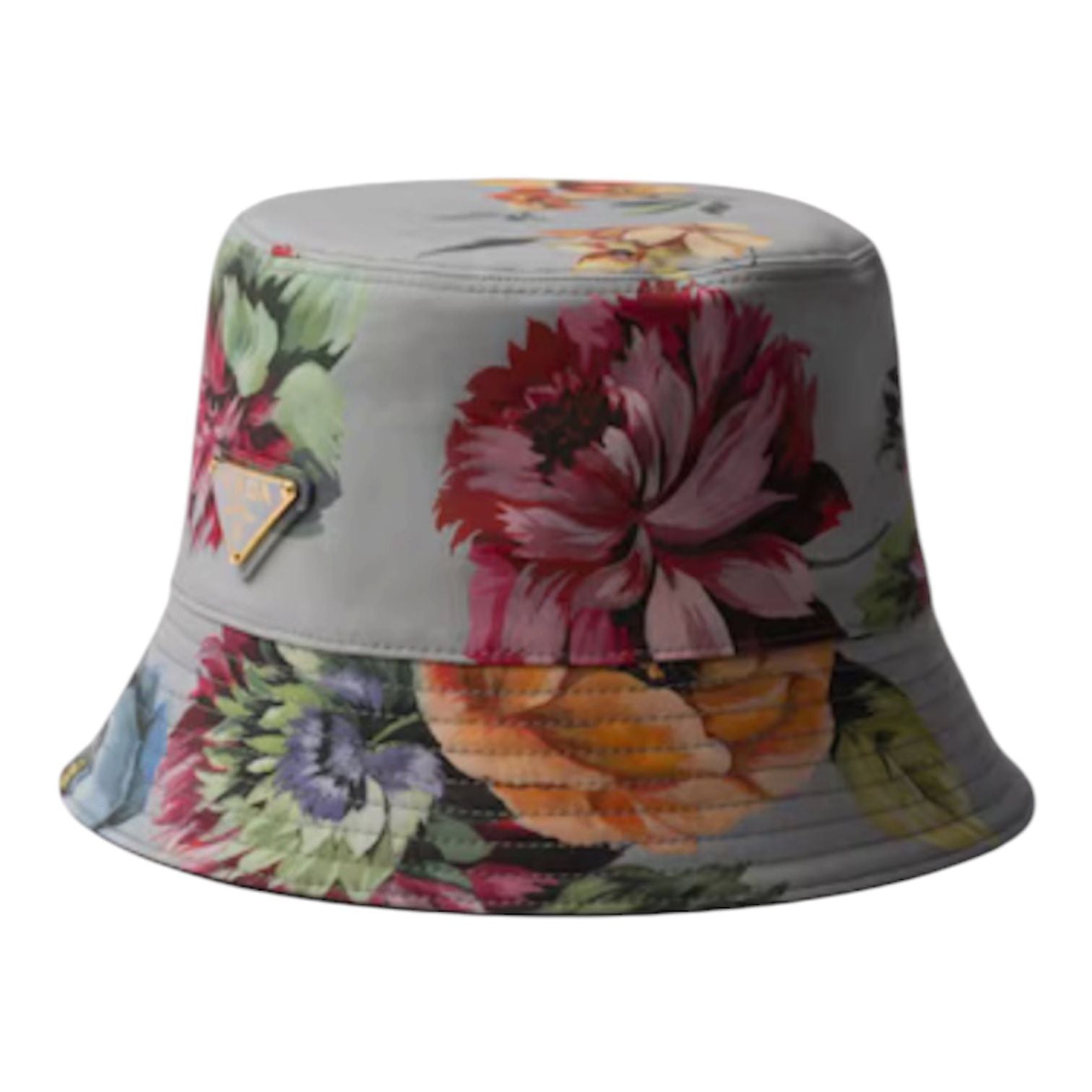 Prada Reversible Printed Cotton Bucket Hat (Steel)